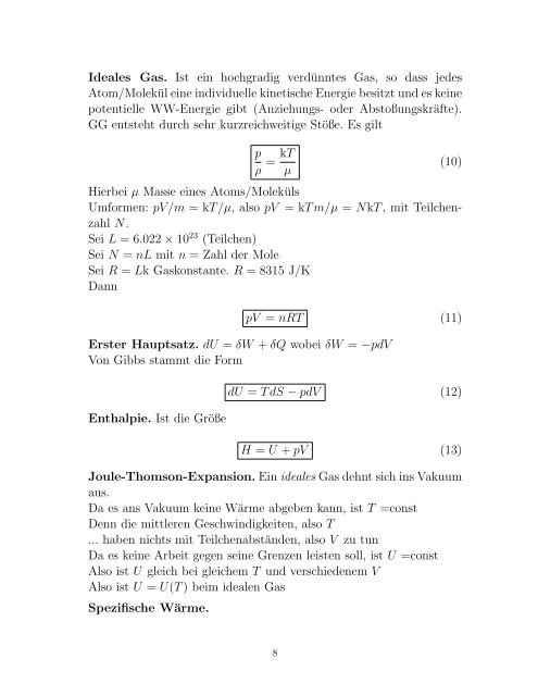 . STATISTISCHE MECHANIK & THERMODYNAMIK Vorlesung ...