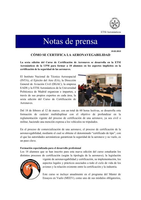 CÃ³mo se certifica la Aeronavegabilidad - ETSIA - Universidad ...