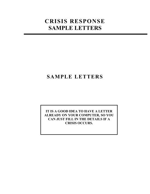 Crisis Response Sample Letter - Brentwood Borough School District