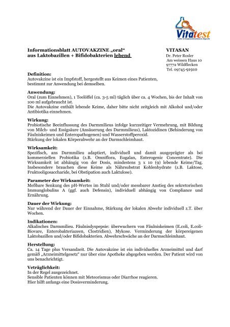 Informationsblatt DARMNOSODEN NACH BACH - Vitatest