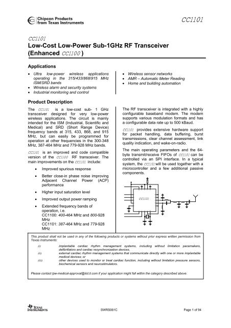 Clike here to get datasheet of CC1101 - Elechouse