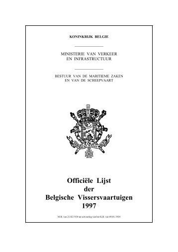 Officiële Lijst der Belgische Vissersvaartuigen 1997