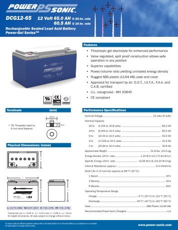 DCG12-65 12 Volt 65.0 AH @ 20-hr. rate - Battery Web