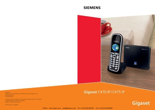 Siemens Gigaset C475IP - C47 User Manual (PDF) - VoIPon.co.uk