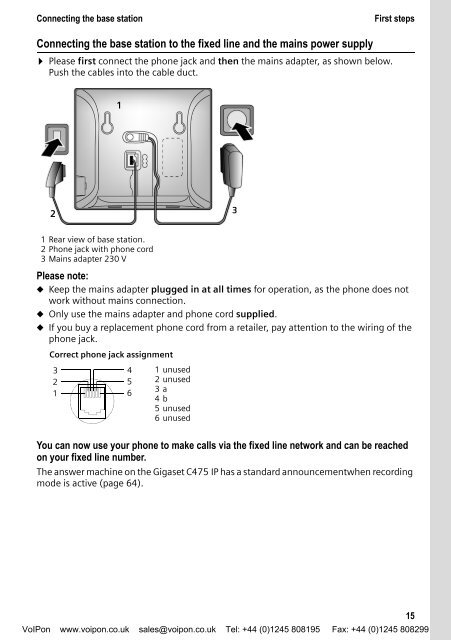 Siemens Gigaset C475IP - C47 User Manual (PDF) - VoIPon.co.uk