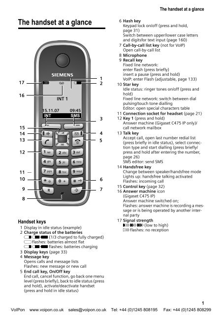 Siemens Gigaset C475IP - C47 User Manual (PDF) - VoIPon.co.uk