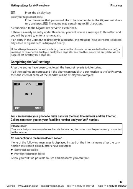 Siemens Gigaset C475IP - C47 User Manual (PDF) - VoIPon.co.uk