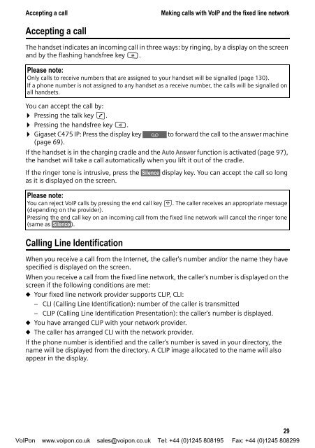 Siemens Gigaset C475IP - C47 User Manual (PDF) - VoIPon.co.uk