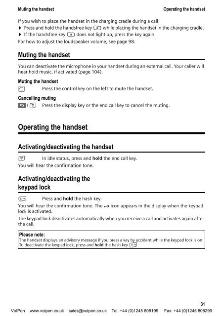 Siemens Gigaset C475IP - C47 User Manual (PDF) - VoIPon.co.uk