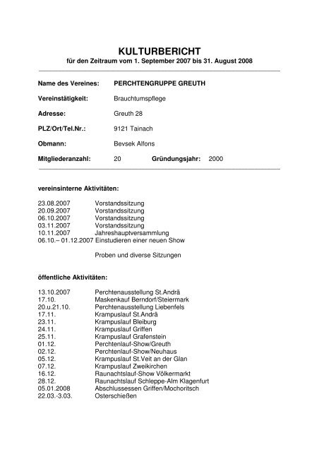 KULTURBERICHT - Stadtgemeinde Völkermarkt