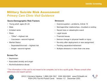 Military Suicide Risk Assessment - Deployment Health Clinical Center