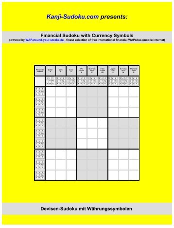 Financial Sudoku - Devisen Sudoku - Kanji-Sudoku