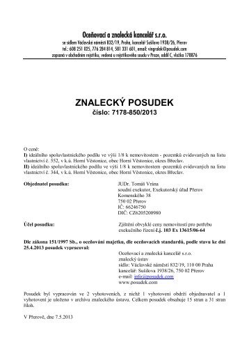 ZNALECKÝ POSUDEK číslo: 7178-850/2013 - e-aukce