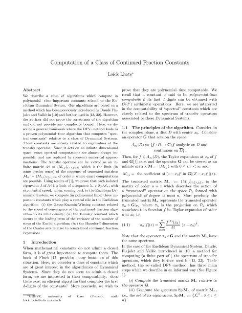 Computation of a Class of Continued Fraction Constants