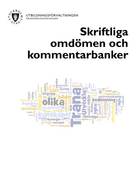 Skriftliga omdÃ¶men och kommentarbanker - Pedagog Stockholm