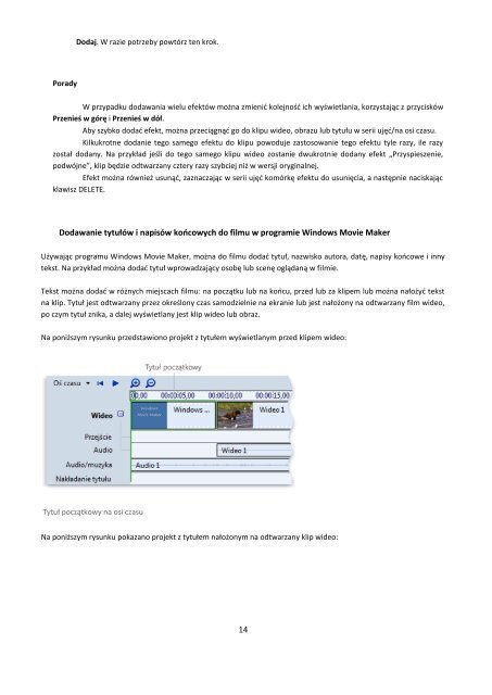 1 Wprowadzenie do programu Windows Movie Maker Główne ...