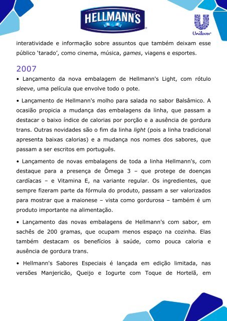 HistÃ³ria completa de Hellmann's (PDF) - Unilever