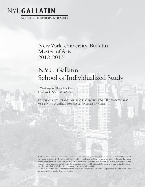 New York University Bulletin - Gallatin School of Individualized ...