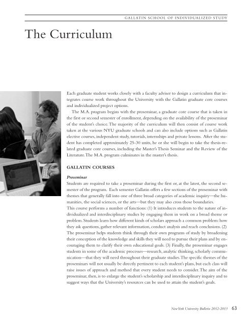 New York University Bulletin - Gallatin School of Individualized ...