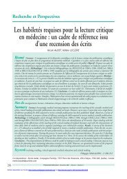 Les habiletés requises pour la lecture critique en médecine : un ...