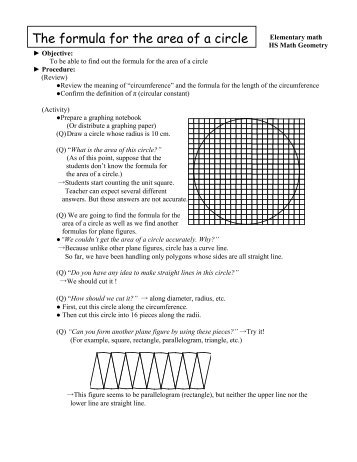 The formula for the area of a circle