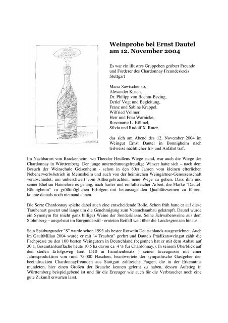 Weinprobe bei Ernst Dautel am 12. November 2004 - Rudolf X. Ruter