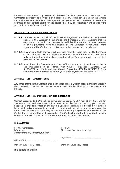 Draft Contract GSA-OP-06-07 - European GNSS Agency