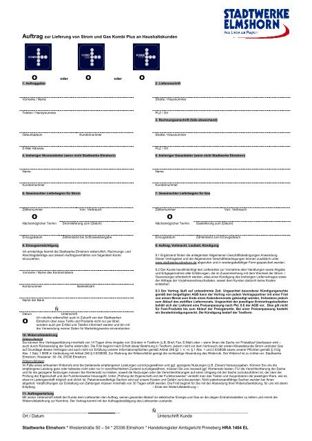 Auftragsformular Stromplus Kombi ab dem 01.02.2013 - Stadtwerke ...