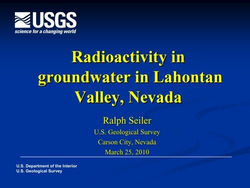 Radioactivity in Groundwater in Lahontan Valley, Nevada