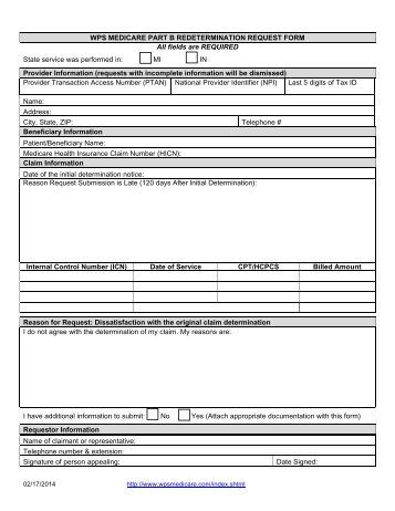 J8B Redetermination Request Form - WPS Medicare