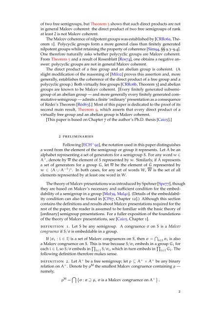 Malcev presentations for subsemigroups of direct products of ...