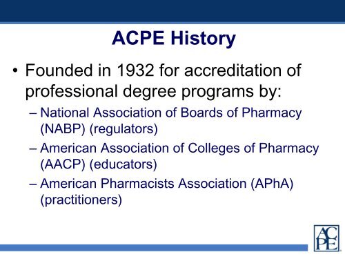 ACPE Communications - Accreditation Council for Pharmacy ...