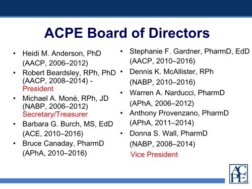 ACPE Communications - Accreditation Council for Pharmacy ...