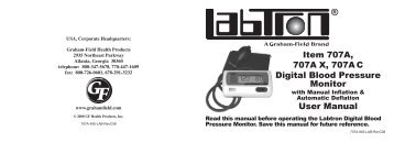 Digital Blood Pressure Monitor User Manual - GF Health Products, Inc.