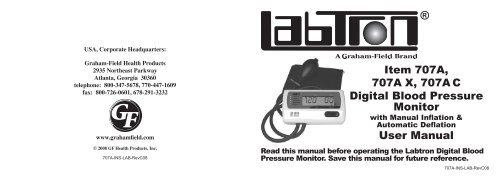 Digital Blood Pressure Monitor User Manual - GF Health Products, Inc.