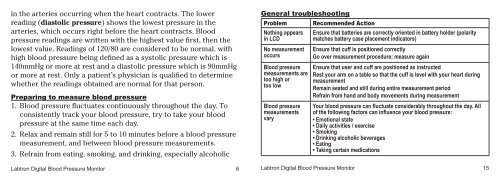 Digital Blood Pressure Monitor User Manual - GF Health Products, Inc.
