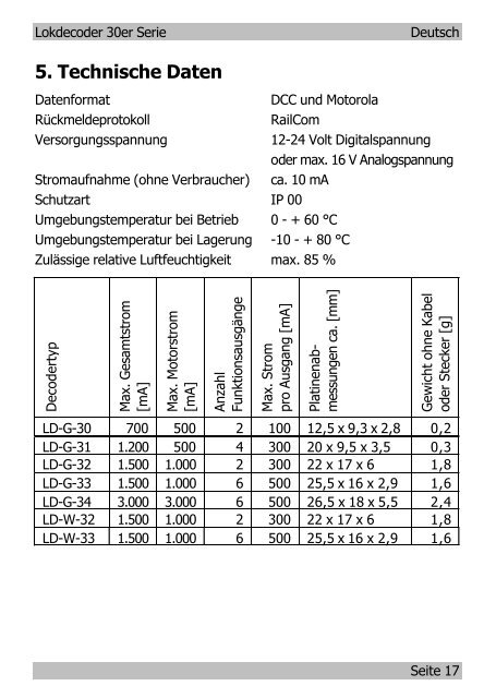 Anleitung Lokdecoder 30-er Serie - Tams