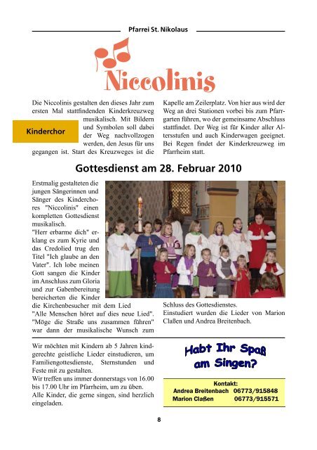 Pfarrbrief Ostern 2010 - St. Nikolaus Kamp-Bornhofen