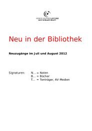 Neuzugänge im Juli und August 2012