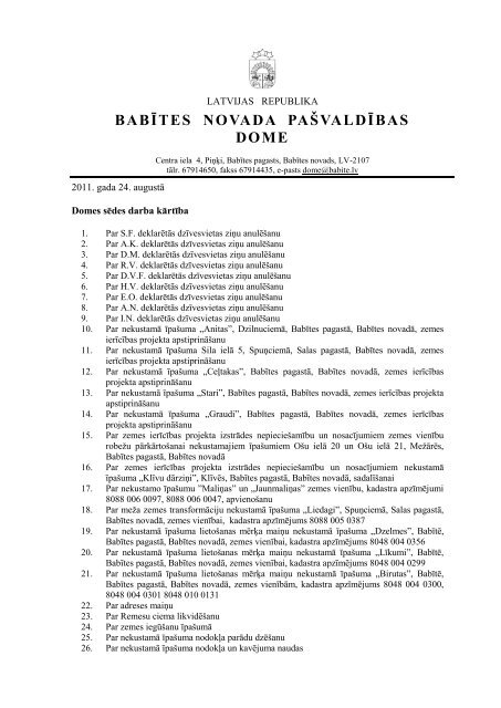 BABÄªTES NOVADA PAÅ VALDÄªBAS DOME - BabÄ«tes novads