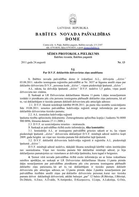 BABÄªTES NOVADA PAÅ VALDÄªBAS DOME - BabÄ«tes novads