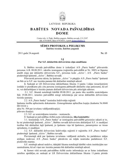 BABÄªTES NOVADA PAÅ VALDÄªBAS DOME - BabÄ«tes novads