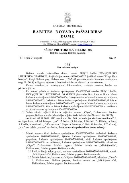 BABÄªTES NOVADA PAÅ VALDÄªBAS DOME - BabÄ«tes novads