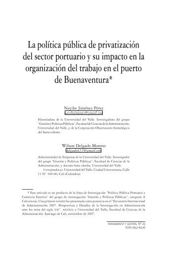 La política pública de privatización del sector portuario y su impacto ...