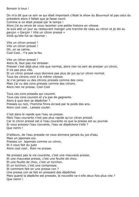 Texte du discours - FCVdA