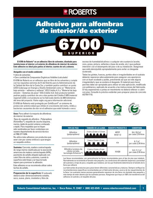 Adhesivo para alfombras de interior/de exterior - Roberts ...