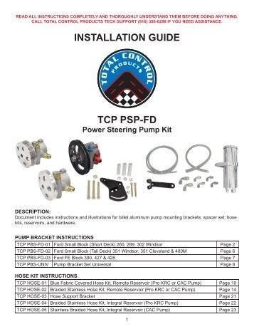 INSTALLATION GUIDE TCP PSP-FD - Total Control Products