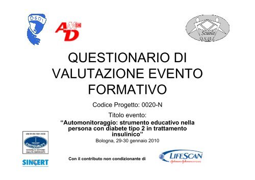 QUESTIONARIO DI VALUTAZIONE EVENTO FORMATIVO - OSDI