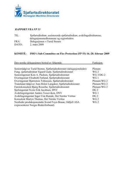 RAPPORT FRA FP 53 TIL - SjÃ¸fartsdirektoratet