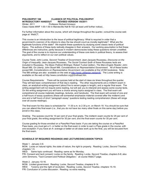 Ucsd Finals Schedule 2022 Philosophy 166 Classics Of Political Philosophy Introductory - Ucsd ...